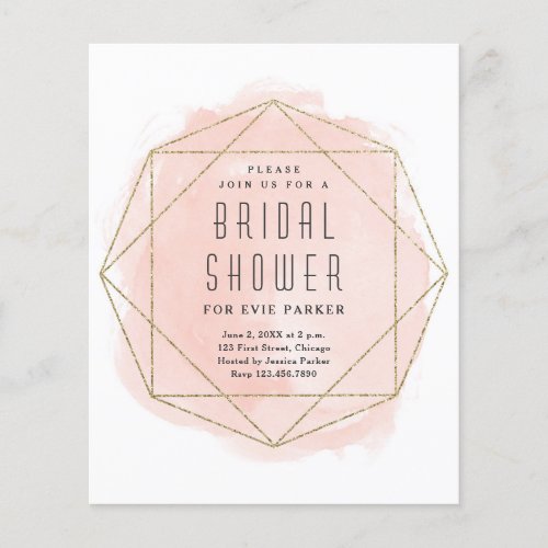 Budget Glitter Blush Pink Watercolor Bridal Shower