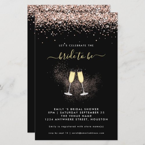 Budget Glitter Champagne Bridal Shower Invitation