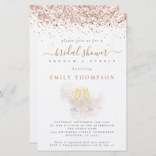 Budget Glitter Champagne Bridal Shower Invitation