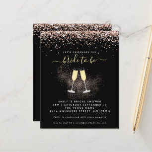 Budget Glitter Champagne Bridal Shower Invitation