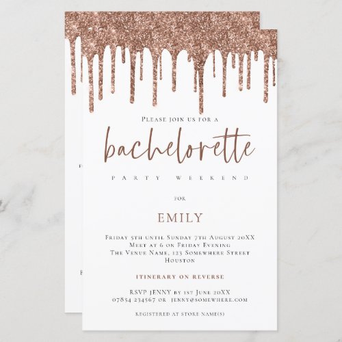 Budget Glitter Drip Bachelorette Weekend Invite