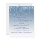 Budget Glitter Drip Blue Bridal Shower Invitation