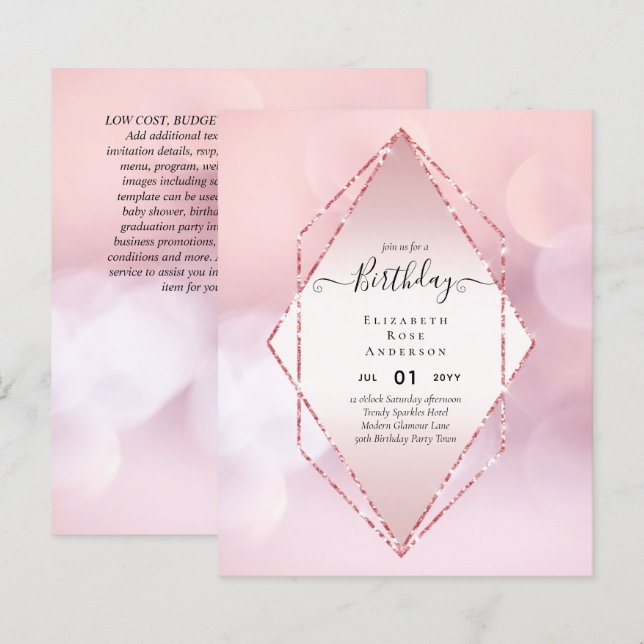 BUDGET Glitter Glam Foil Pretty Girly Any Age (Front/Back)