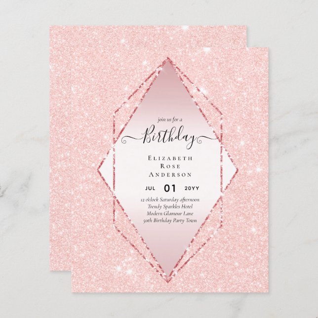 BUDGET Glitter Glam Foil Pretty Girly Any Age (Front/Back)