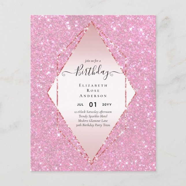 BUDGET Glitter Glam Foil Pretty Girly Any Age Flyer (Front)