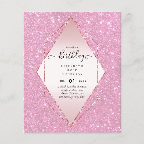 BUDGET Glitter Glam Foil Pretty Girly Any Age Flyer