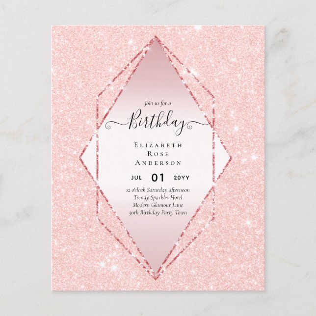 BUDGET Glitter Glam Foil Pretty Girly Any Age Flyer (Front)