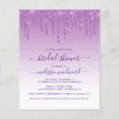 Budget Glitter Purple Bridal Shower Invitation (Front)