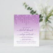 Budget Glitter Purple Bridal Shower Invitation (Standing Front)