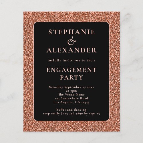 Budget Glitter Rose Gold Black Engagement Party