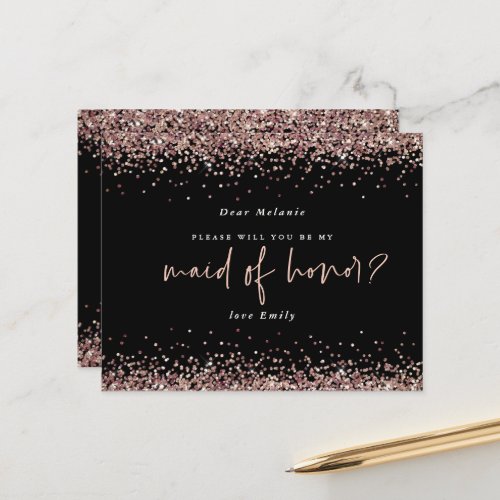 Budget Glitter Rose Gold Maid Of Honor Request 