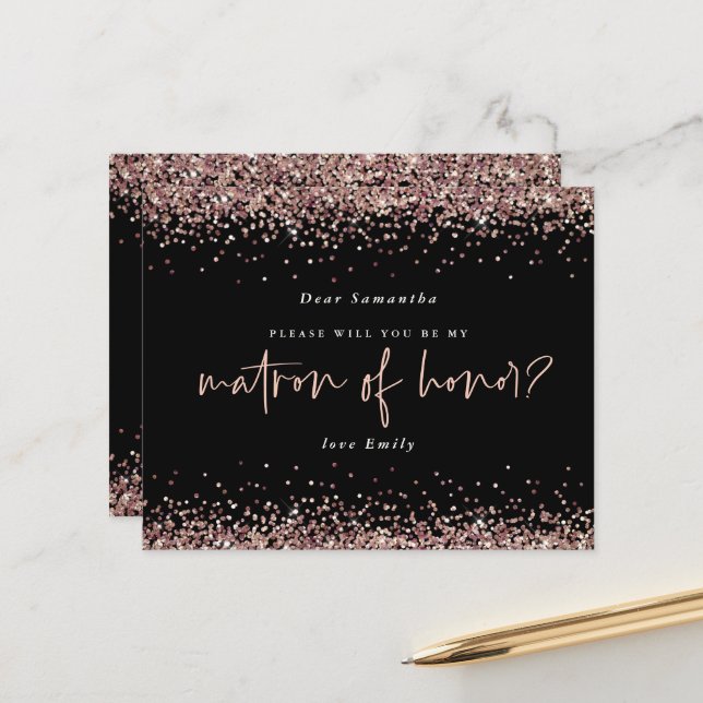 Budget Glitter Rose Gold Matron Of Honor Request  (Front/Back In Situ)