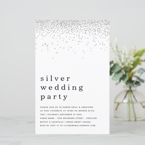 Budget Glitter Silver Wedding Party Invite