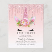BUDGET Glitter Unicorn Baby Girl Shower Invitation (Front)