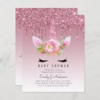 BUDGET Glitter Unicorn Baby Girl Shower Invitation