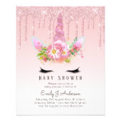 BUDGET Glitter Unicorn Baby Girl Shower Invitation Flyer (Front)