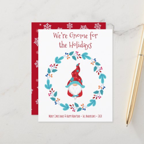 Budget Gnome for Holidays Elf Floral Wreath Card