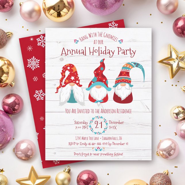 Budget Gnome Rustic Christmas Holiday Party Invite (Creator Uploaded)