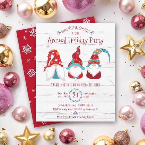 Budget Gnome Rustic Christmas Holiday Party Invite