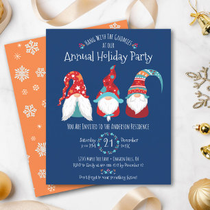 Budget Gnomes Christmas Holiday Party Blue Invite