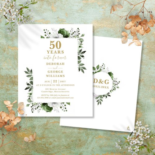 Budget Gold 50th Wedding Anniversary Invitation