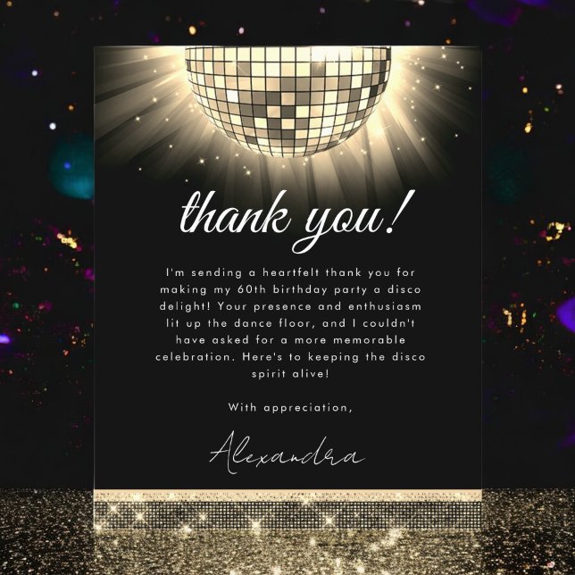 Budget Gold 60th Birthday Party Disco Ball Card (Creator Uploaded)