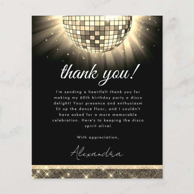 Budget Gold 60th Birthday Party Disco Ball Card Flyer (Front)