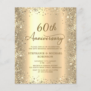 Budget Gold 60th Wedding Anniversary Invitation