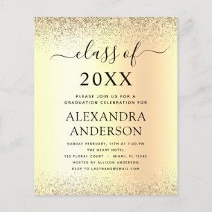 Budget Gold Black 2022 Graduation Party Glitter Flyer