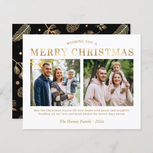 Budget Gold Black 2 Photo Merry Christmas Cards