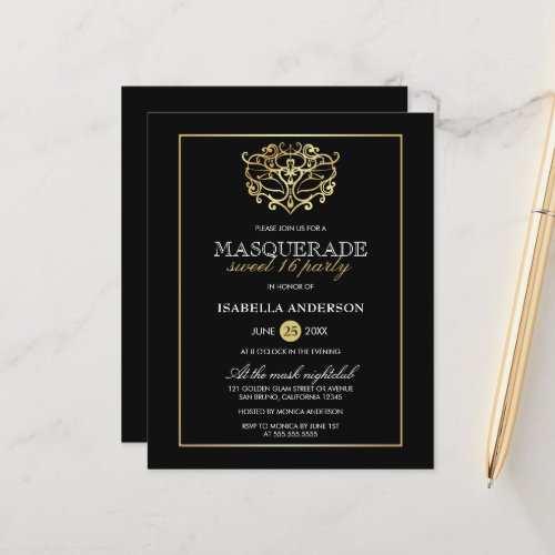 Budget Gold  Black Masquerade Sweet 16 Party