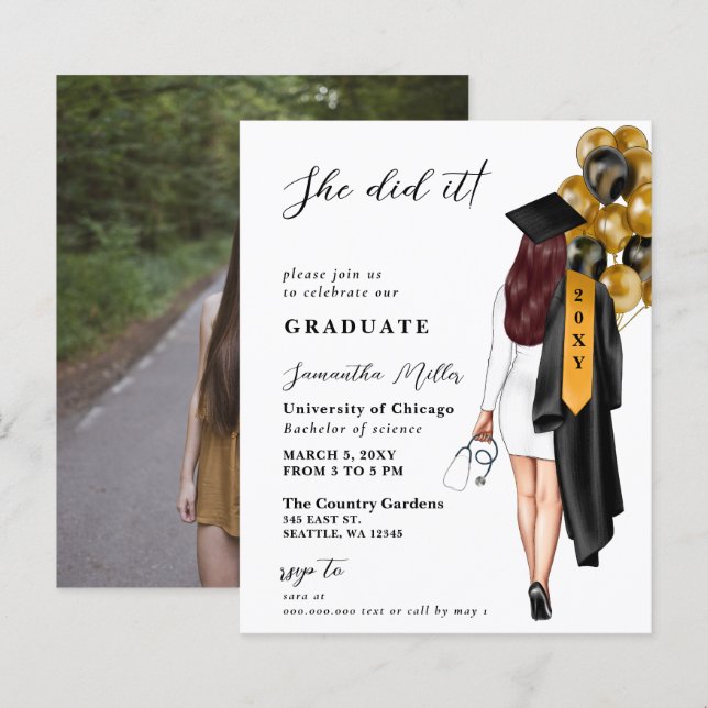 Budget Gold Black Nurse She Did It Graduation (Front/Back)