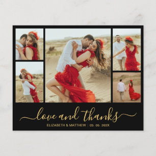 Budget Gold Black Photo Wedding Thank You Card