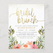 Budget Gold Blush Pink Floral Bridal Brunch Shower (Front)