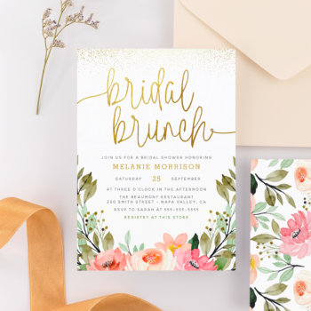 Budget Gold Blush Pink Floral Bridal Brunch Shower by Cali_Graphics at Zazzle