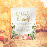 Budget Gold Blush Pink Floral Bridal Brunch Shower<br><div class="desc">This bridal brunch invitation features an arrangement of watercolor flowers in shades of pink and white in rustic garden greenery. "Bridal brunch" is written in modern script calligraphy, with swirls at either end that reach the edge of the invite. Your shower details appear below in simple typography. As part of...</div>