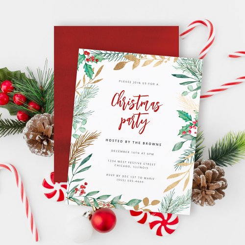 Budget Gold Branches Watercolor Christmas Party
