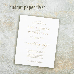 Budget gold calligraphy elegant wedding invitation flyer