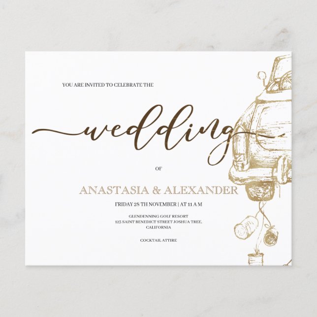 Budget/Gold car/wedding invitation. Flyer (Front)