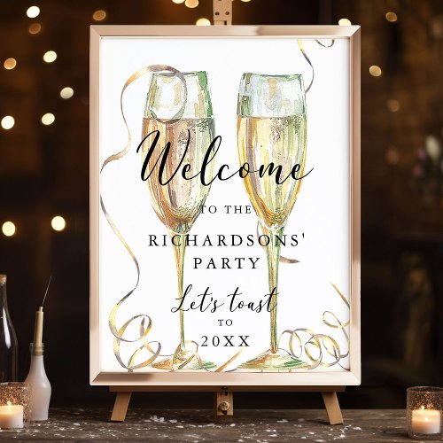 Budget Gold Champagne Party Welcome Sign