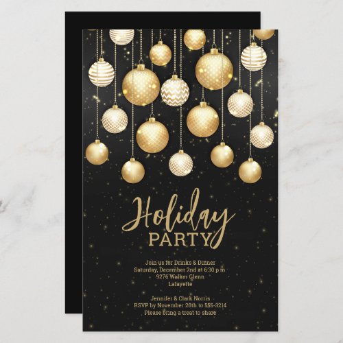 Budget Gold Christmas Tree Ornaments Black Invites