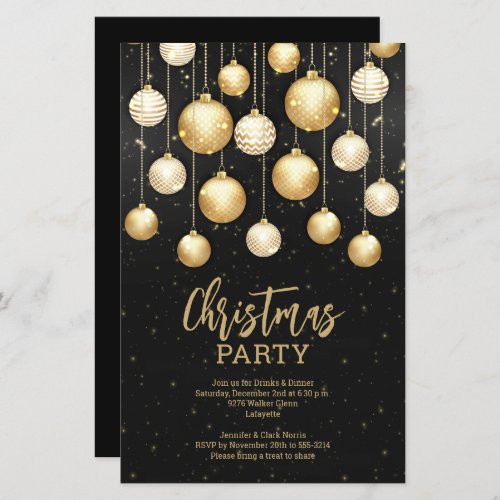 Budget Gold Christmas Tree Ornaments Invitations