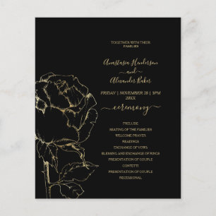 Budget Gold Classic Wedding Program card. Flyer