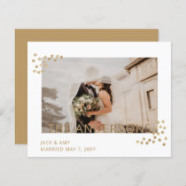 Budget Gold Confetti Photo Wedding Announcement
