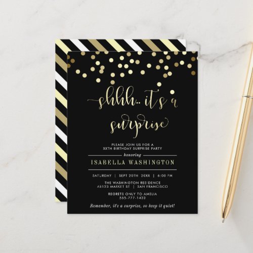 Budget Gold Confetti Surprise Birthday Party