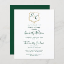 Budget Gold Crest Green Bridal Shower Invitation