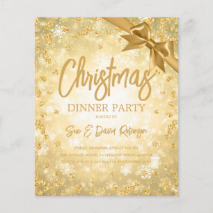 Budget Gold Diamonds Glitter Xmas Holiday Invite Flyer
