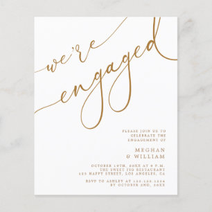 Budget Gold Elegant We're Engaged Engagement Party