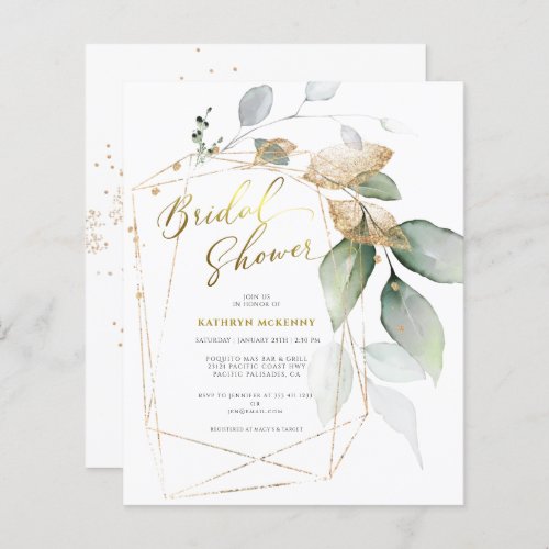 Budget Gold Eucalyptus Greenery Bridal Shower Card