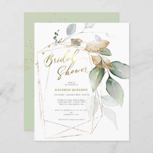 Budget Gold Eucalyptus Greenery Bridal Shower Card